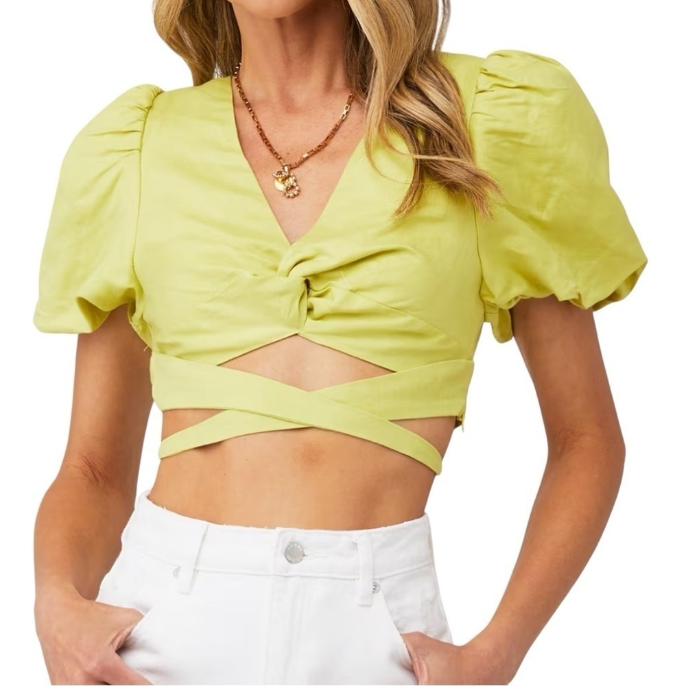 Astr The Label Citrus Nuria Linen Blend Crop Top Size Small